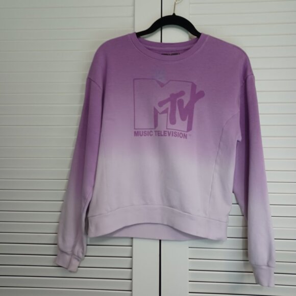 MTV Purple Ombré Long Sleeve Crew Neck Sweatshirt - Picture 2 of 9